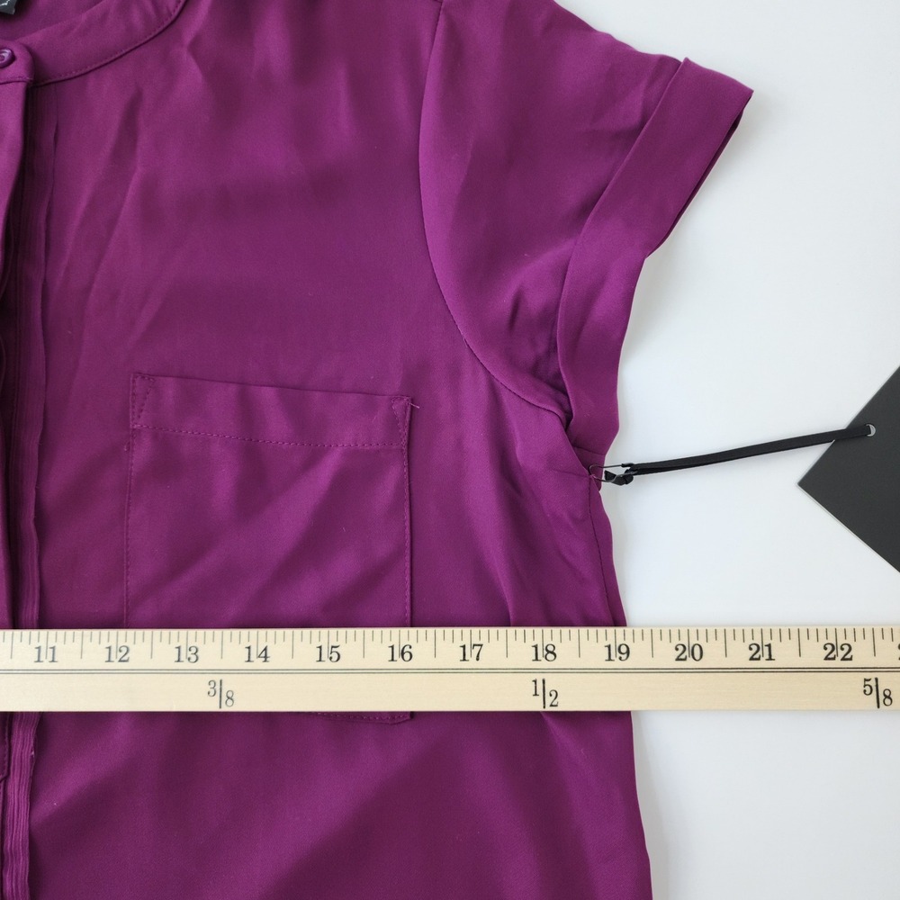 Simply Vera Wang Women Small Pansy Plum Short Sleeve Popover Blouse WV81W506RS S - Picture 10 of 11